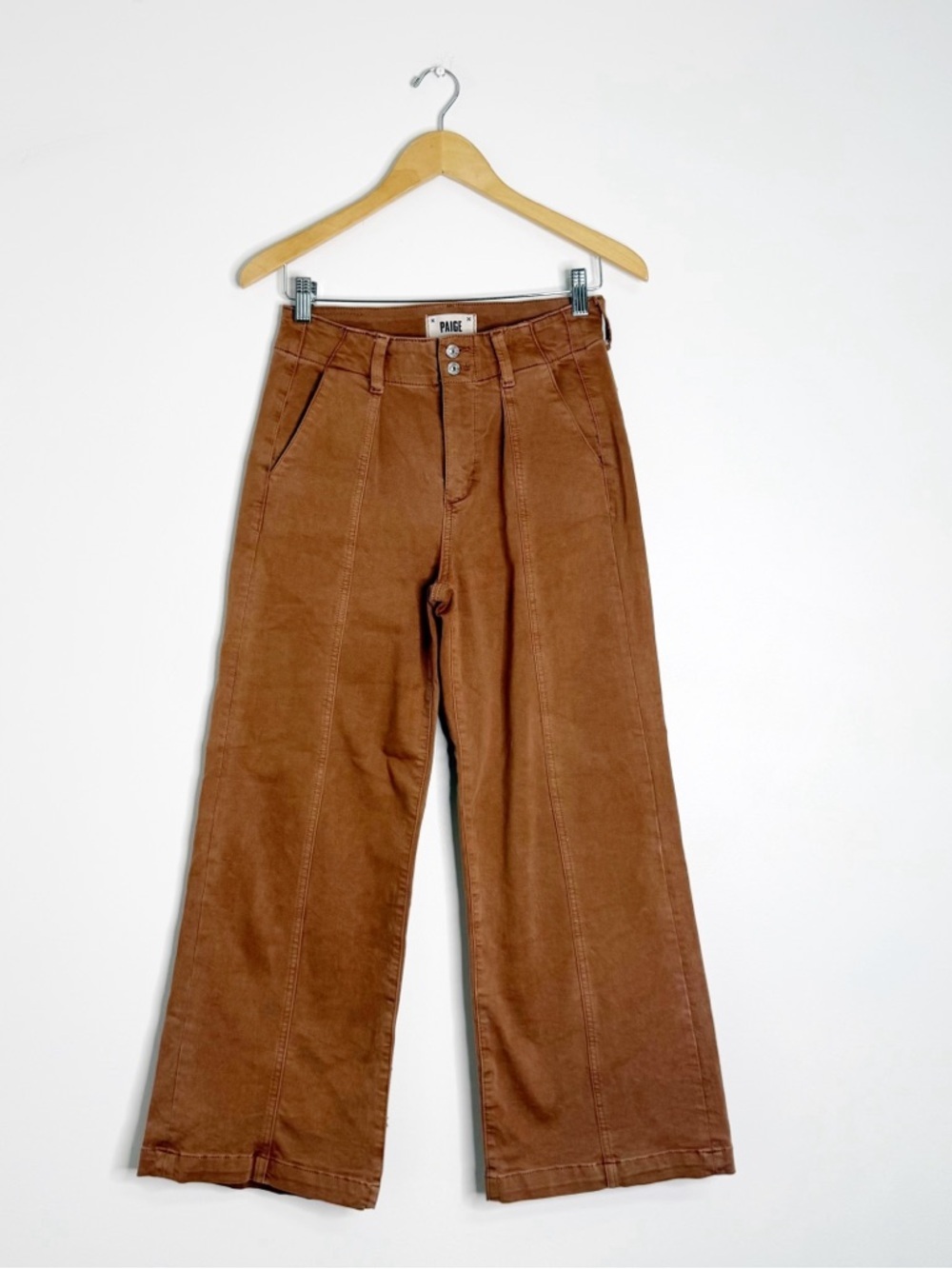 PAIGE Brooklyn Straight Ankle Pants Size 25 Brown High Rise Stretch - Picture 2 of 9